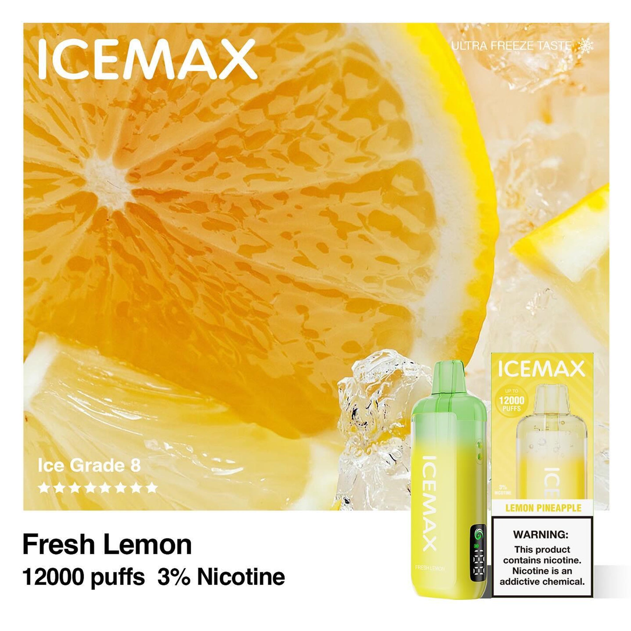 正品冰暴Icemax Ultra Freeze Taste 12000口一次性电子烟 | 多款口味任选