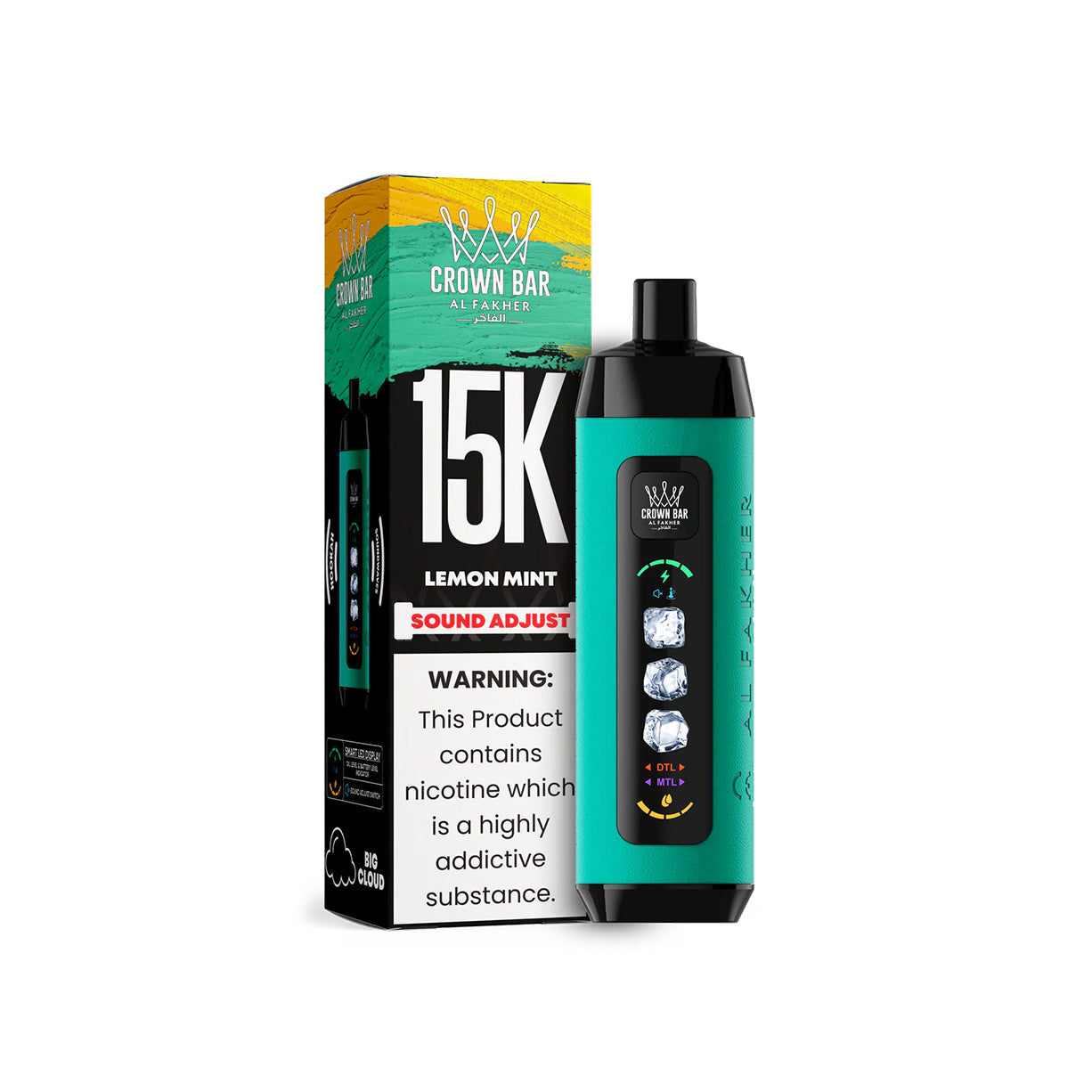 阿尔法赫AL FAKHER 正品可调冰款大烟雾一次性 15000口电子烟 CROWN BAR PRO ICE ADJUST | 口味丰富可选