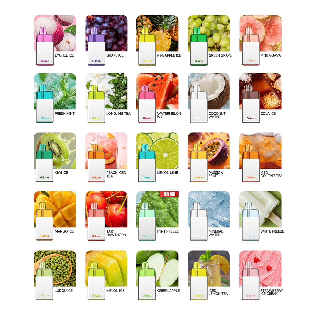 吉拉那正品冰立方 Gilana Ice Cube 7000口劲爽冰感系列一次性电子烟 | 多口味任选