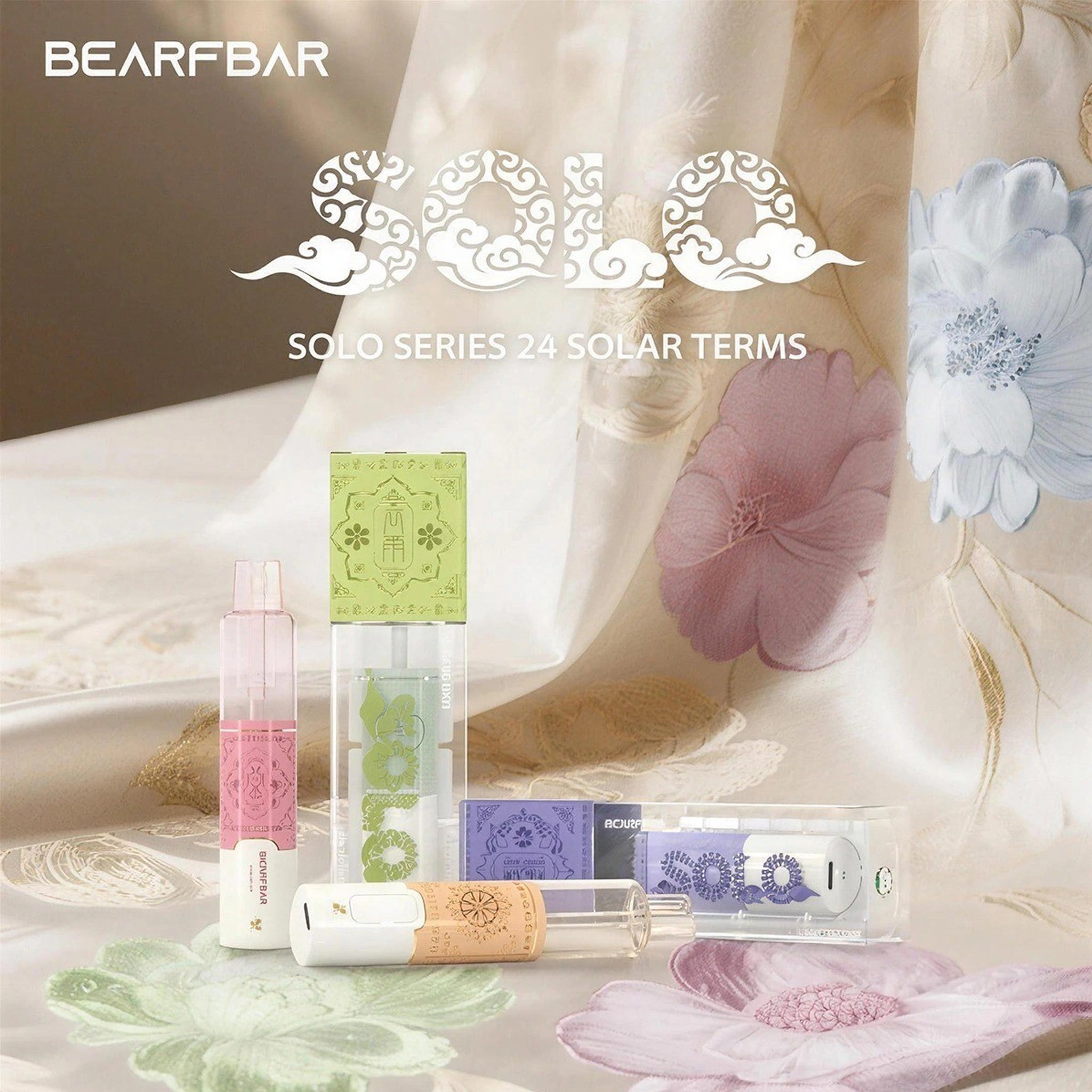 比熊正品BEARFBAR SOLO一次性电子烟 15000口 | 中国风二十四节气云纹杆身 | AI智能芯片+双陶瓷雾化 | 多口味任选