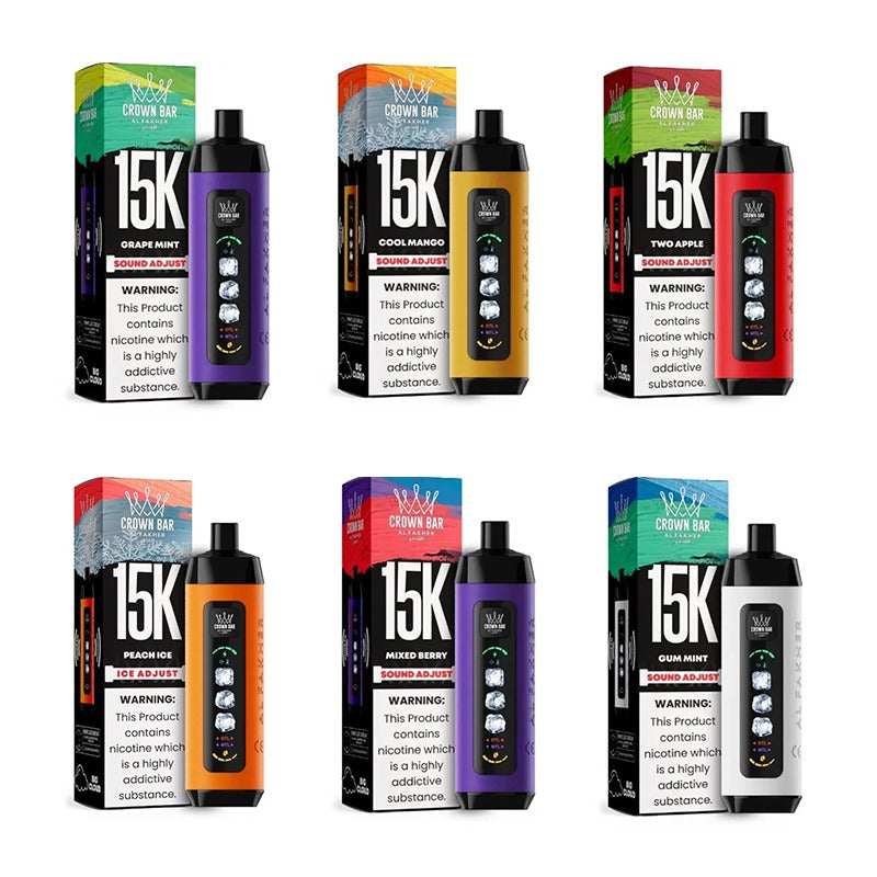 阿尔法赫AL FAKHER 正品可调冰款大烟雾一次性 15000口电子烟 CROWN BAR PRO ICE ADJUST | 口味丰富可选