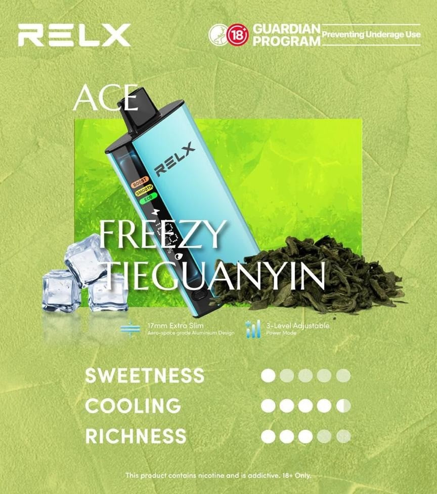 悦刻RELX正品 ACE 航空铝超薄机身|智能液晶显示|三档功率可调|搭载超大容量冰爽烟弹一次性电子烟30000口|口味随心选