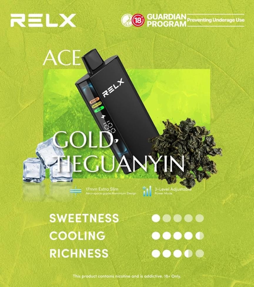 悦刻RELX正品 ACE 航空铝超薄机身|智能液晶显示|三档功率可调|搭载超大容量冰爽烟弹一次性电子烟30000口|口味随心选