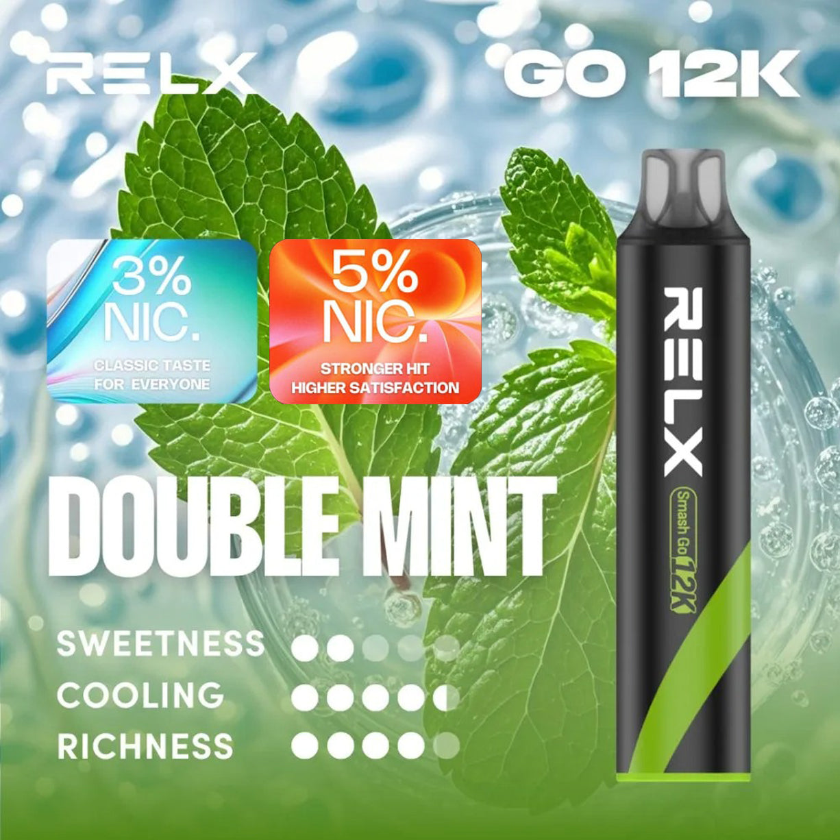 悦刻正品黑条 RELX SMASH GO 12000口 人体工学烟嘴 大容量一次性电子烟 | 多款口味任选