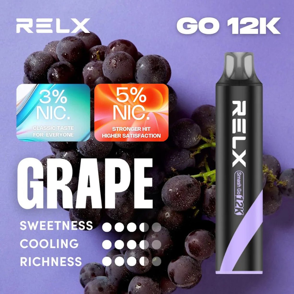 悦刻正品黑条 RELX SMASH GO 12000口 人体工学烟嘴 大容量一次性电子烟 | 多款口味任选