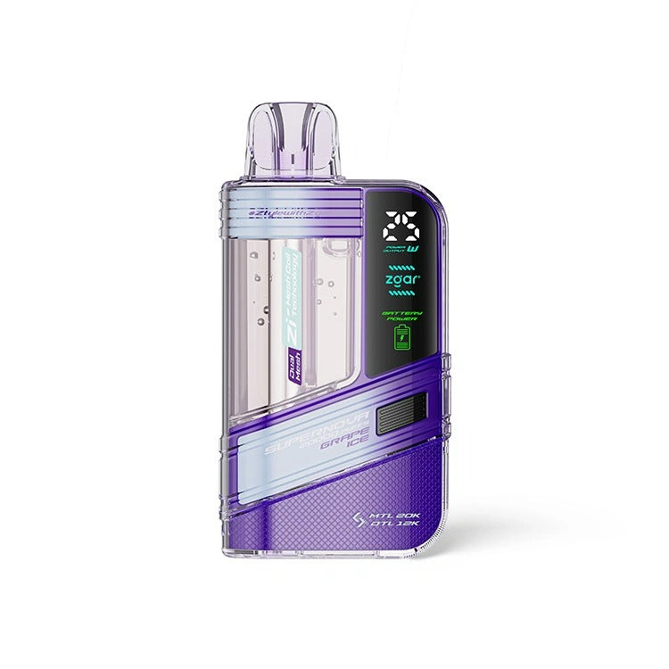 冰熊正品Zgar Supernova一次性电子烟 | 20000口大容量 | 可视化烟仓 | LED屏 | 火力烟阻可调