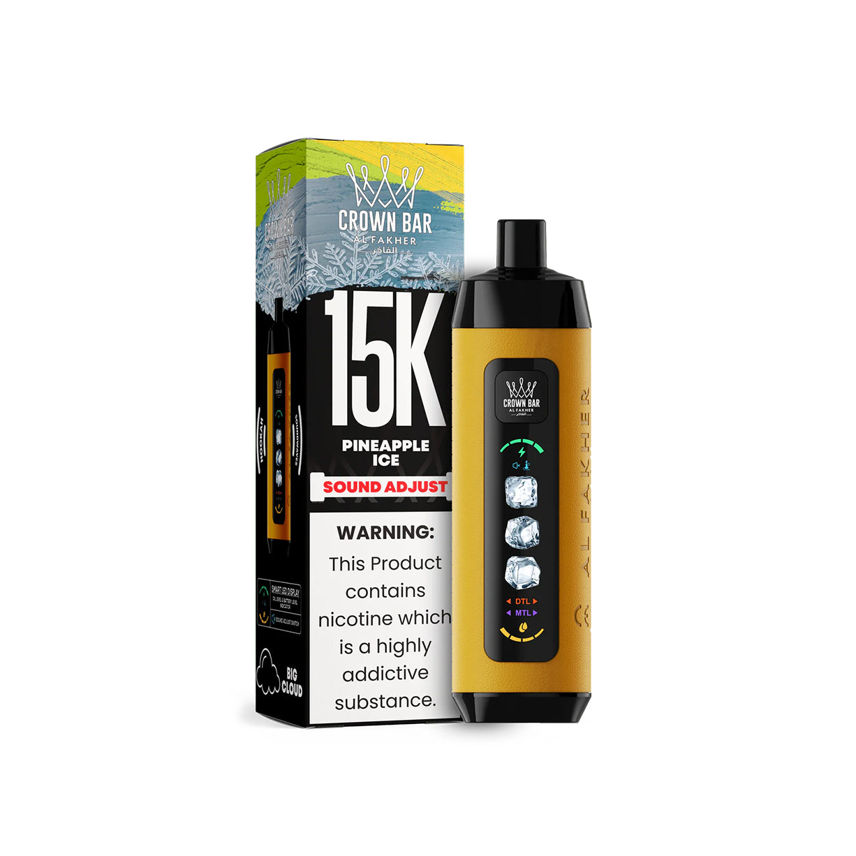 阿尔法赫AL FAKHER 正品可调冰款大烟雾一次性 15000口电子烟 CROWN BAR PRO ICE ADJUST | 口味丰富可选