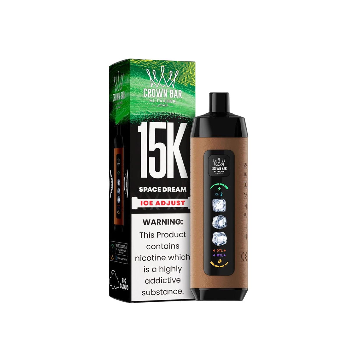 阿尔法赫AL FAKHER 正品可调冰款大烟雾一次性 15000口电子烟 CROWN BAR PRO ICE ADJUST | 口味丰富可选