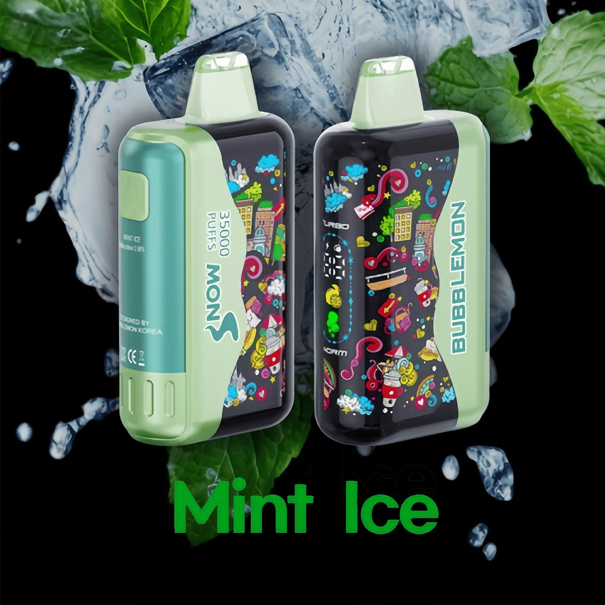 正品韩版 BUBBLE MON GRAFFITI 巴布梦泡泡兽 | 满天星炫彩壁纸LED灯效 | 35000口可调功率 | 隐藏口味一次性电子烟