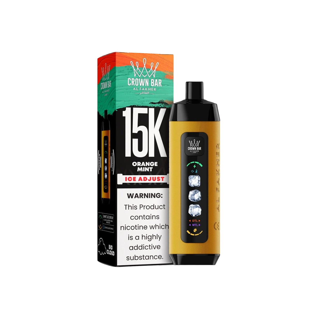 阿尔法赫AL FAKHER 正品可调冰款大烟雾一次性 15000口电子烟 CROWN BAR PRO ICE ADJUST | 口味丰富可选