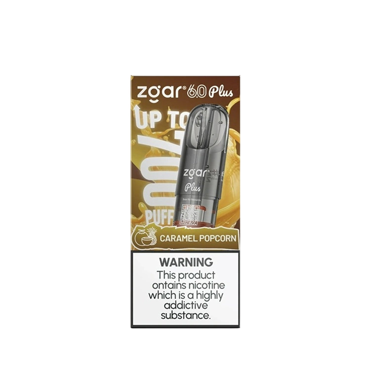 冰熊ZGAR正品新款超大容量3.5ml Zgar Pod 6.0 PLUS 焦糖爆米花口味烟弹