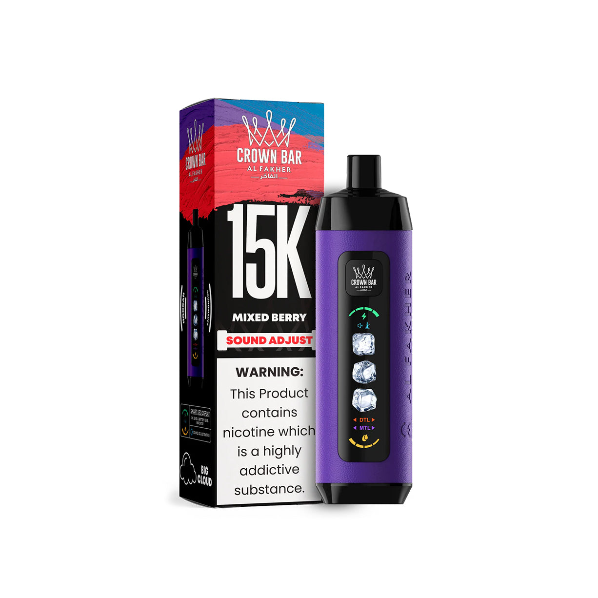 阿尔法赫AL FAKHER 正品可调冰款大烟雾一次性 15000口电子烟 CROWN BAR PRO ICE ADJUST | 口味丰富可选