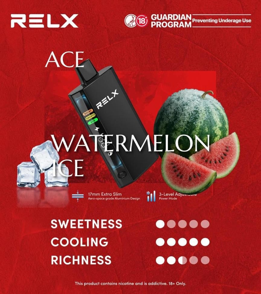 悦刻RELX正品 ACE 航空铝超薄机身|智能液晶显示|三档功率可调|搭载超大容量冰爽烟弹一次性电子烟30000口|口味随心选