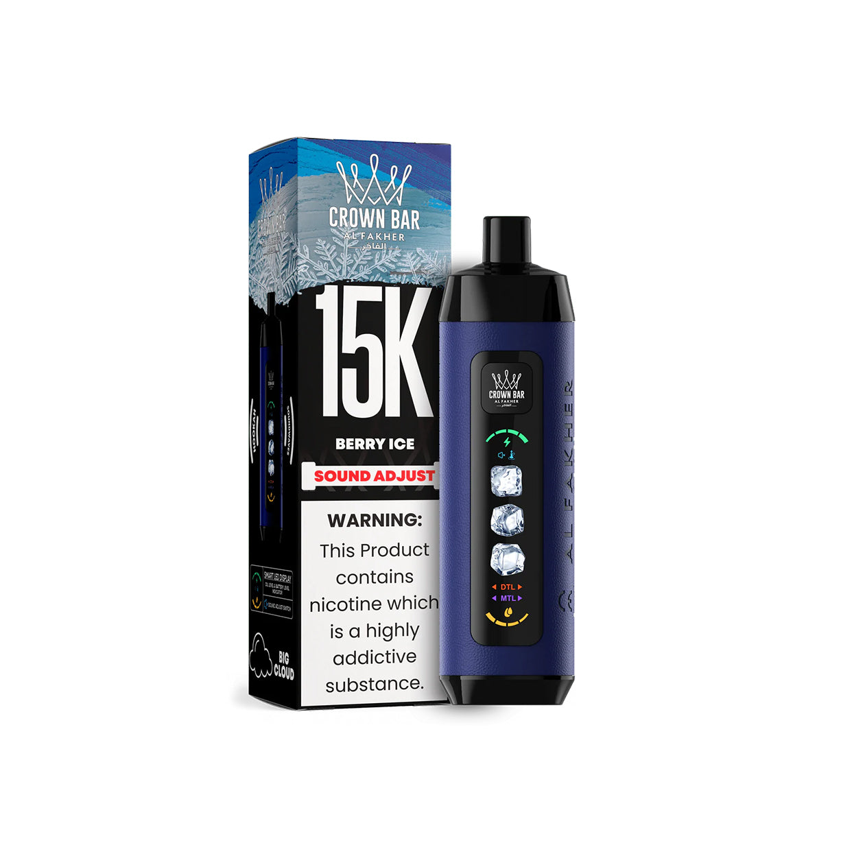 阿尔法赫AL FAKHER 正品可调冰款大烟雾一次性 15000口电子烟 CROWN BAR PRO ICE ADJUST | 口味丰富可选