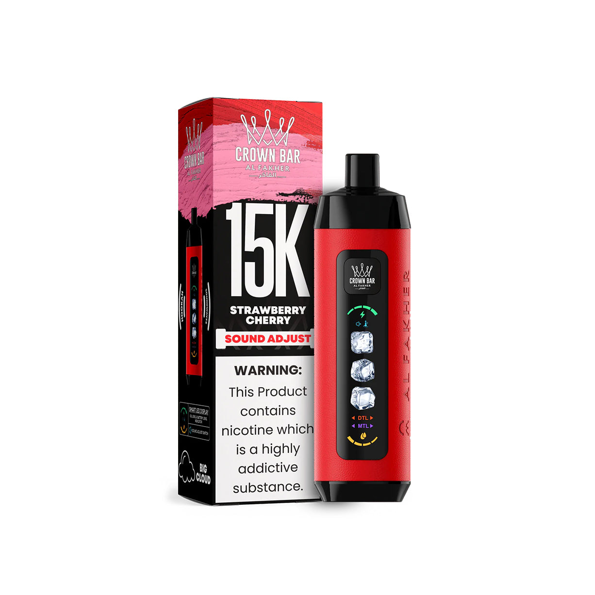阿尔法赫AL FAKHER 正品可调冰款大烟雾一次性 15000口电子烟 CROWN BAR PRO ICE ADJUST | 口味丰富可选