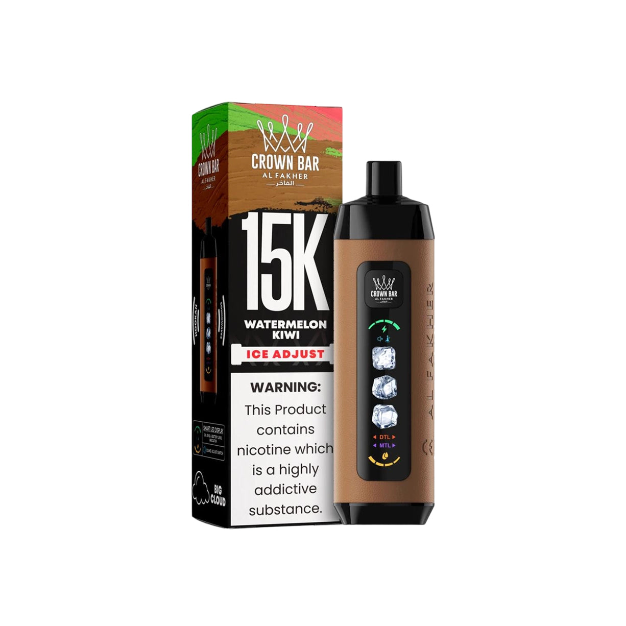 阿尔法赫AL FAKHER 正品可调冰款大烟雾一次性 15000口电子烟 CROWN BAR PRO ICE ADJUST | 口味丰富可选
