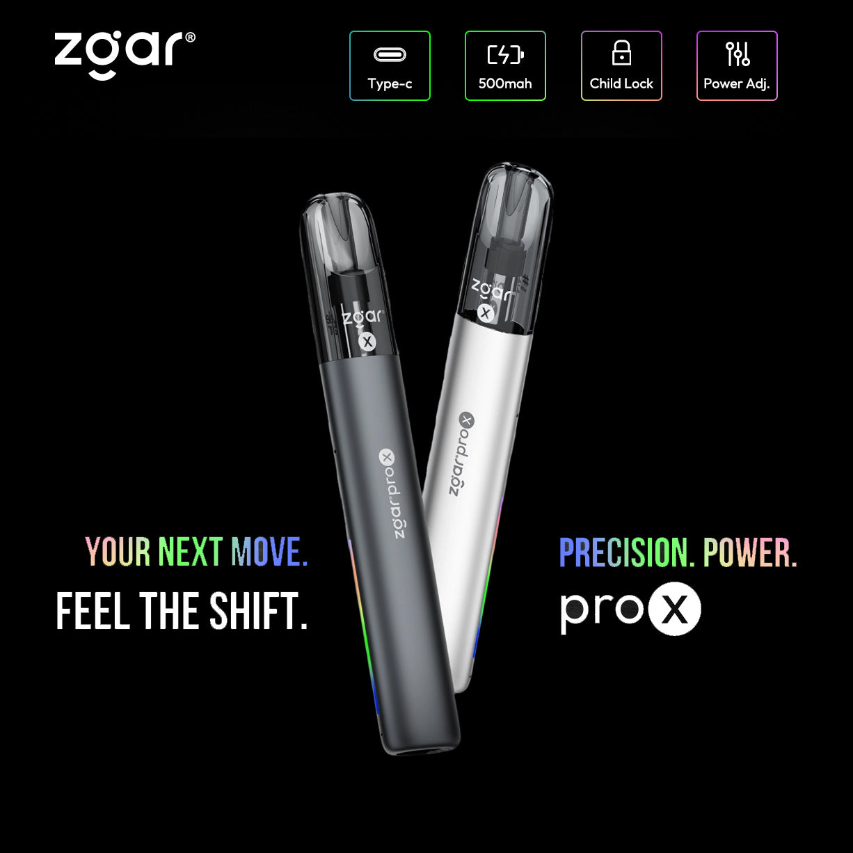 冰熊ZGAR正品升级版ZGAR PRO-X可换弹烟杆|双侧炫彩流光灯效|四颜色可选（适配所有冰熊烟弹及4/5/6/7代烟弹）