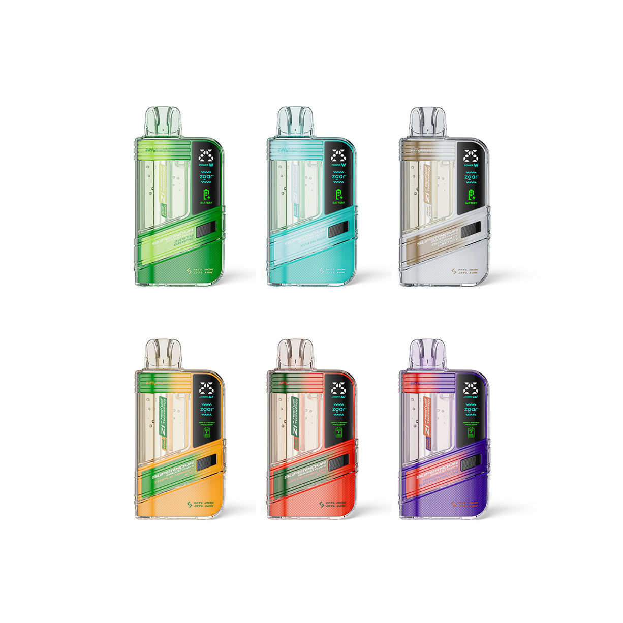 冰熊正品Zgar Supernova一次性电子烟 | 20000口大容量 | 可视化烟仓 | LED屏 | 火力烟阻可调