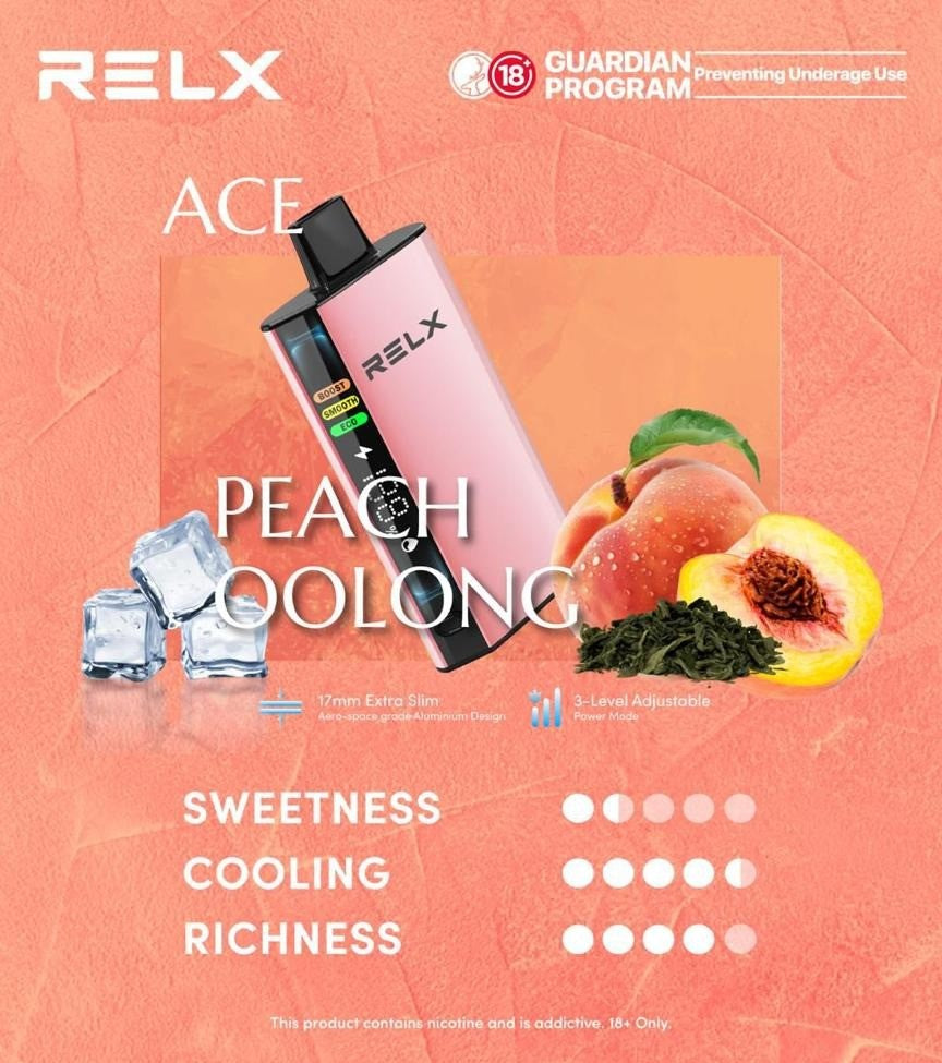 悦刻RELX正品 ACE 航空铝超薄机身|智能液晶显示|三档功率可调|搭载超大容量冰爽烟弹一次性电子烟30000口|口味随心选