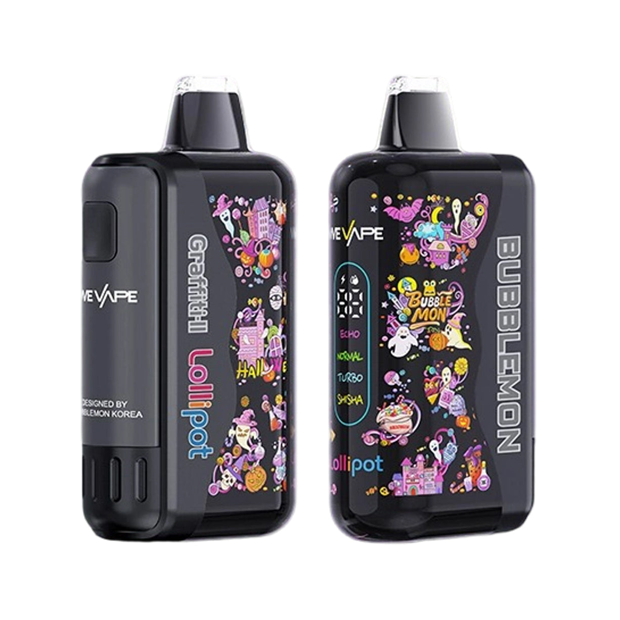 正品韩版巴布梦二代 BUBBLE MON GRAFFITI-Ⅱ 泡泡兽满天星炫彩壁纸LED灯效 | 30000口可拆卸式电子烟套装/烟弹 | 丰富口味可选