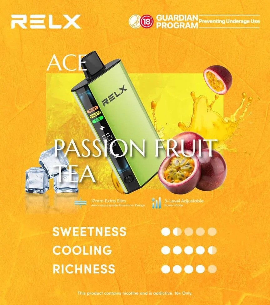 悦刻RELX正品 ACE 航空铝超薄机身|智能液晶显示|三档功率可调|搭载超大容量冰爽烟弹一次性电子烟30000口|口味随心选