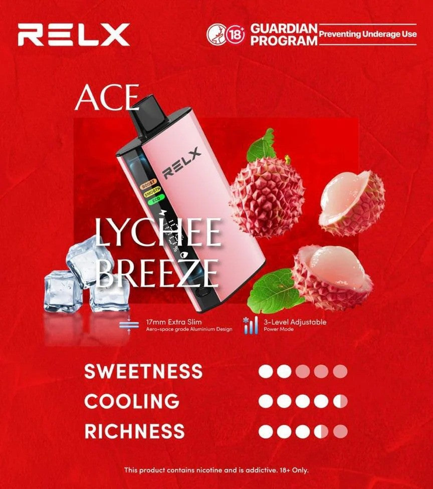 悦刻RELX正品 ACE 航空铝超薄机身|智能液晶显示|三档功率可调|搭载超大容量冰爽烟弹一次性电子烟30000口|口味随心选