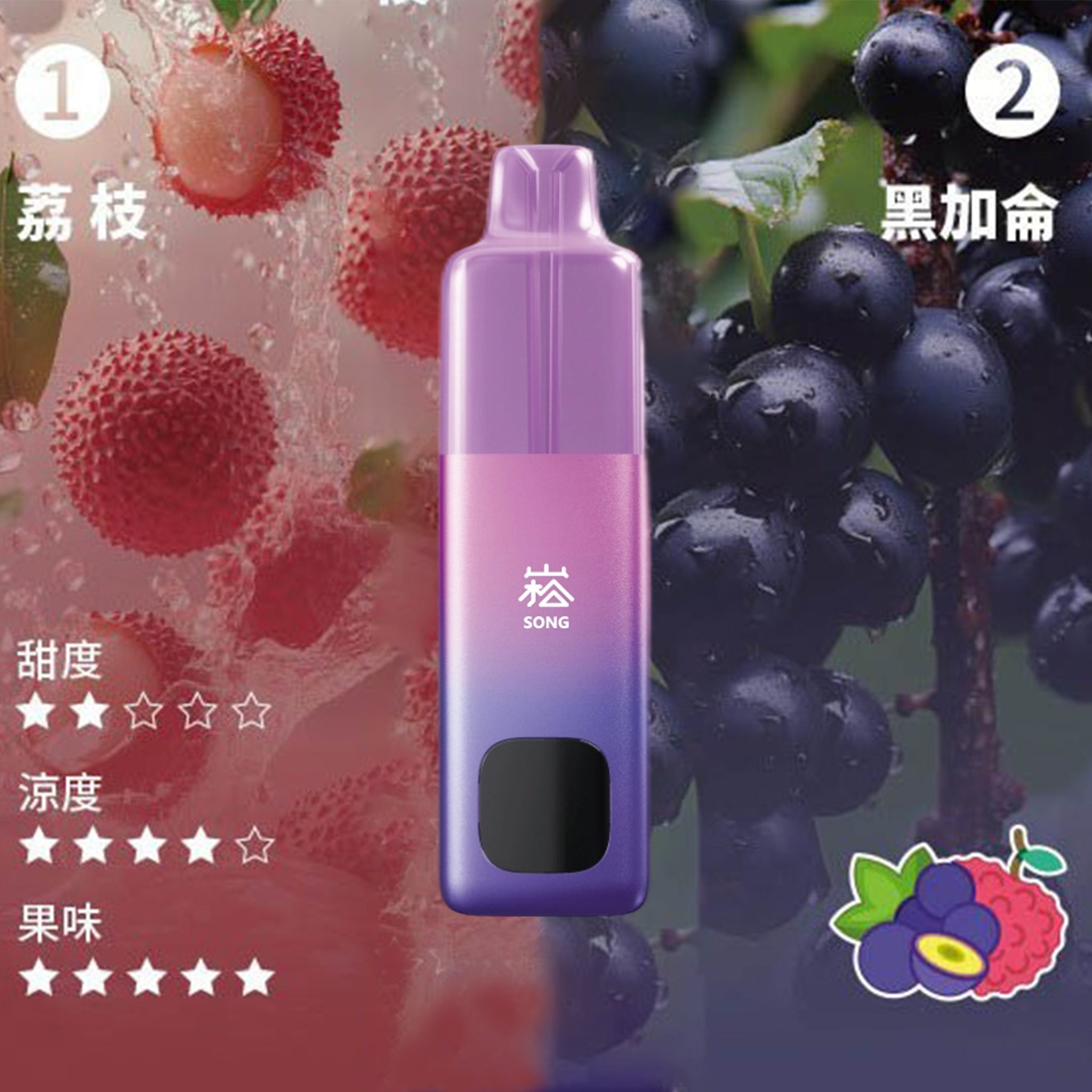 崧 SONG A66一次性电子烟-荔枝黑加仑口味