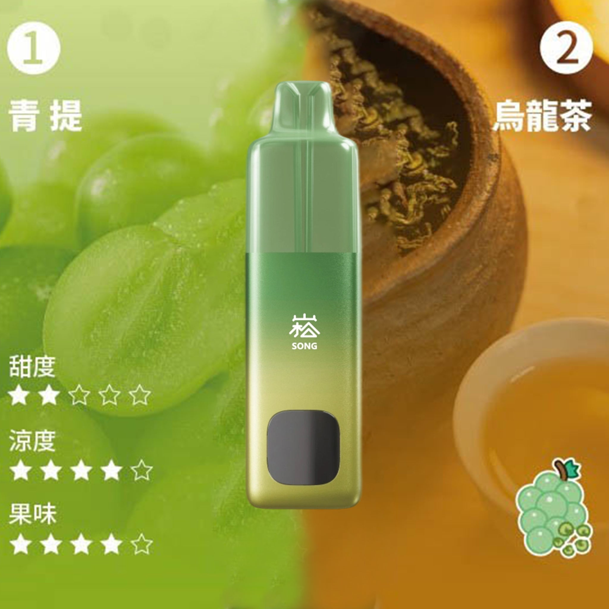 崧 SONG A66一次性电子烟-青提乌龙茶口味