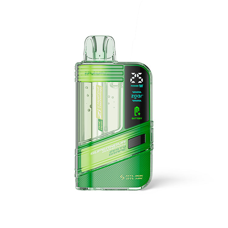 冰熊正品Zgar Supernova一次性电子烟 | 20000口大容量 | 可视化烟仓 | LED屏 | 火力烟阻可调