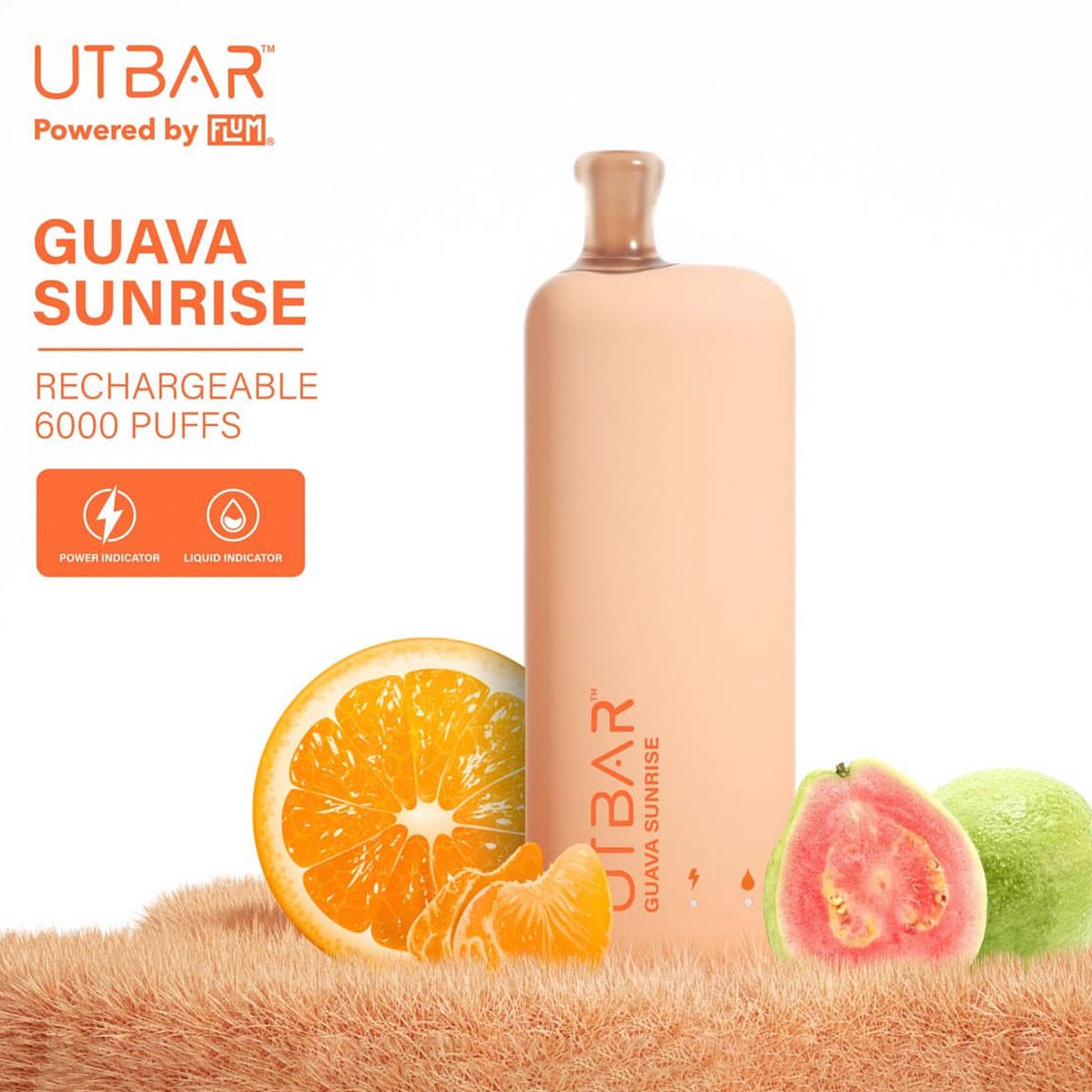 FLUM UTBAR 正品 6000口一次性电子烟｜电量油量显示｜6000 Puff 大容量｜多口味任选