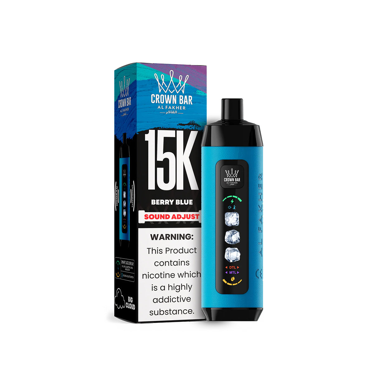 阿尔法赫AL FAKHER 正品可调冰款大烟雾一次性 15000口电子烟 CROWN BAR PRO ICE ADJUST | 口味丰富可选