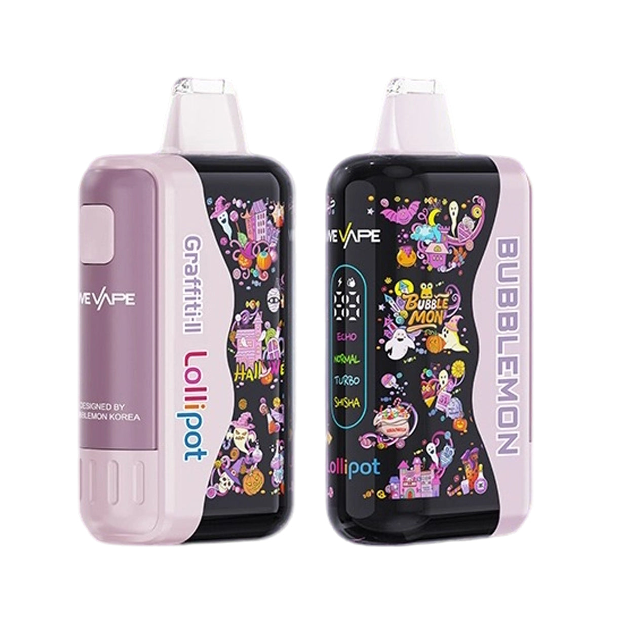 正品韩版巴布梦二代 BUBBLE MON GRAFFITI-Ⅱ 泡泡兽满天星炫彩壁纸LED灯效 | 30000口可拆卸式电子烟套装/烟弹 | 丰富口味可选