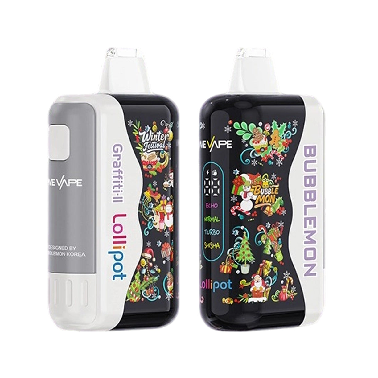 正品韩版巴布梦二代 BUBBLE MON GRAFFITI-Ⅱ 泡泡兽满天星炫彩壁纸LED灯效 | 30000口可拆卸式电子烟套装/烟弹 | 丰富口味可选